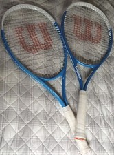 Adult Ultra Power XL 112 Tennis Racket - Blue/White, Grip Size 3 - 4 3/8"