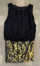 Adrianna Papell Sleeveless Shift Dress Sequins Black Womens Size 10