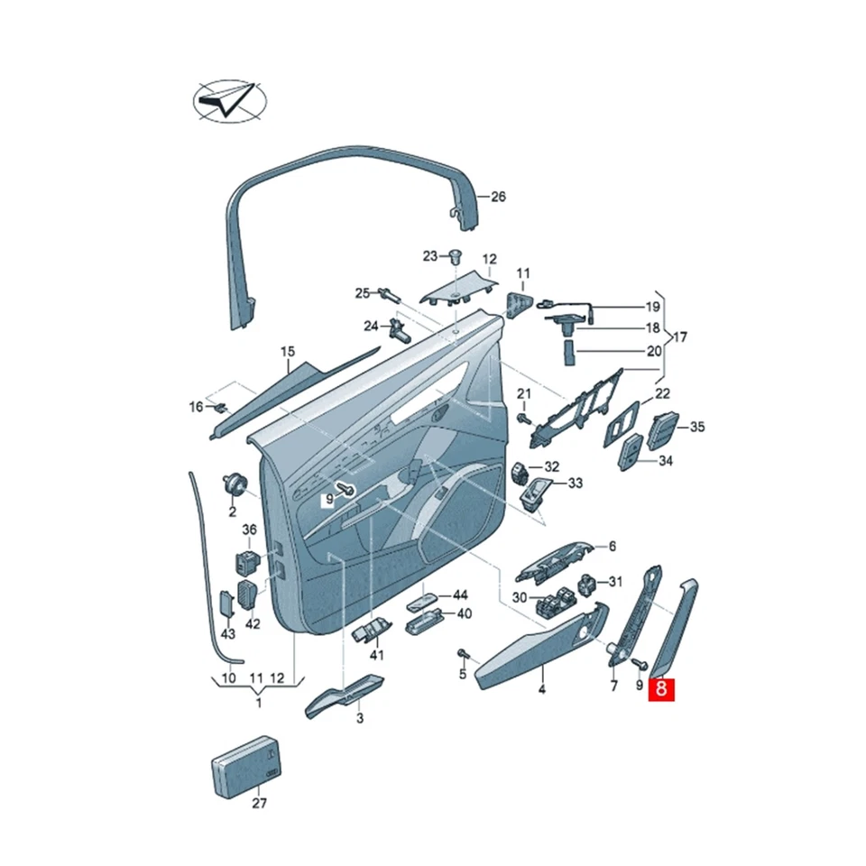 Repuesto de panel de moldura de manija de puerta interior delantera y trasera para Audi Q5 SQ5 2018-24 Foto 3 de 4