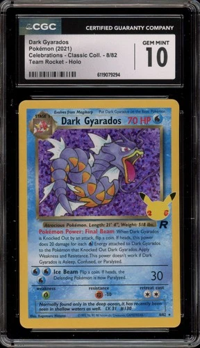 Pokemon Dark Gyarados Celebrations Classic Coll. Team Rocket #8 CGC 10 Gem Mint