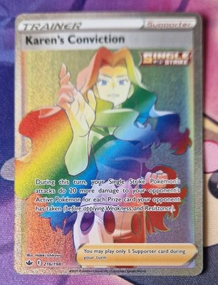 Karen's Conviction 216/198 Swsh06: Sword & Shield Chilling Reign Rainbow Secret