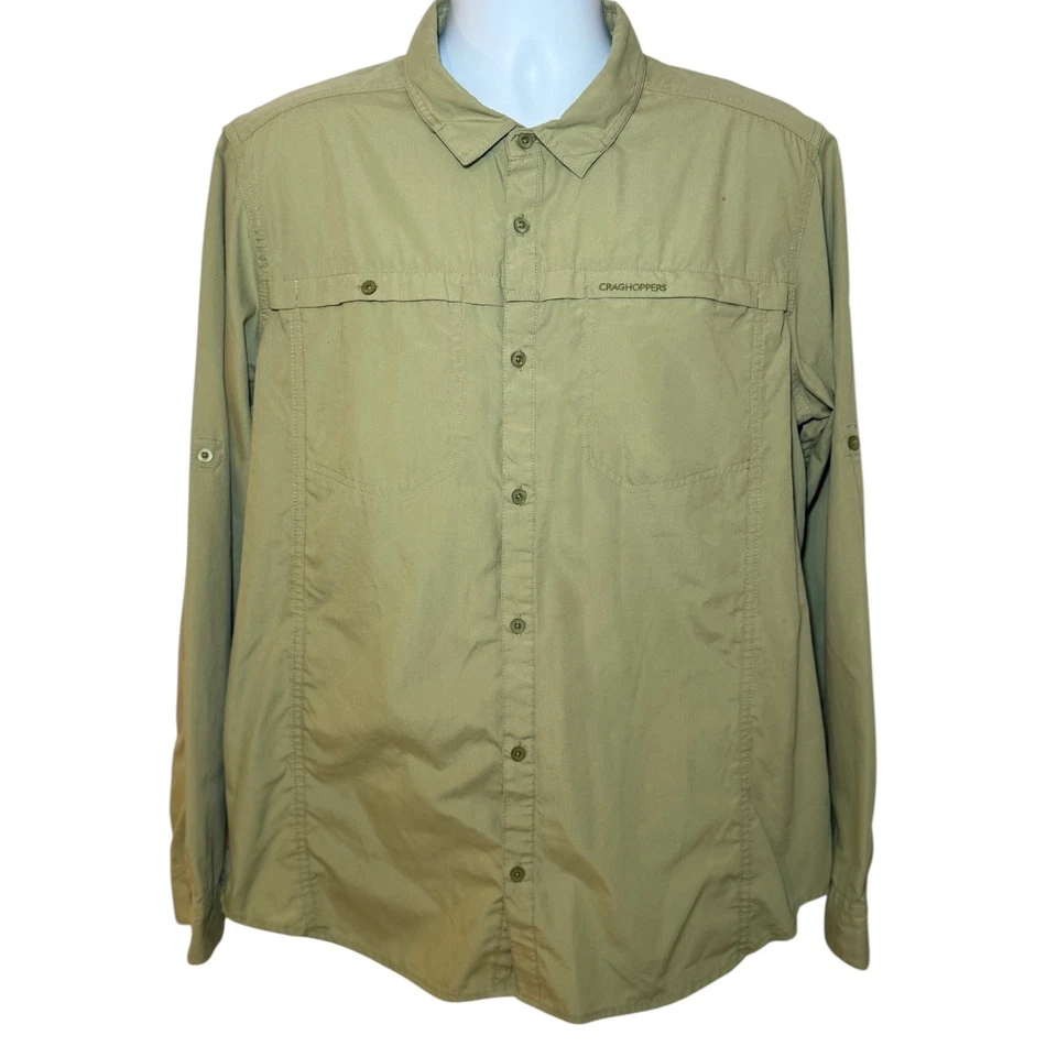 Camisa CRAGHOPPERS Para Hombres XL Manga Larga Abotonada Verde Aire Libre Aventura Viaje Foto 2 de 4