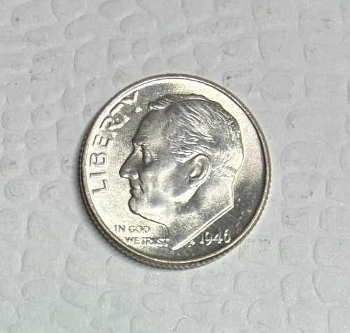 1946 Silver Roosevelt Dime, Brilliant Uncirculated, First Year of Issue!