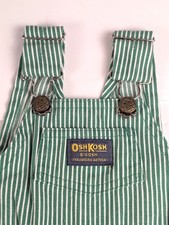 Vintage Oshkosh Overalls 18 Mo Vestbak Green Railroad Stripes Baby Made In USA