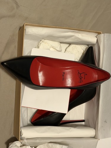 Christian Louboutin Black Leather Pointed Toe Stiletto Pumps Red Sole
