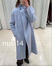 ZARA NEW WOMAN STRAIGHT COAT WITH MANTECO WOOL ZW SKY BLUE XS-L 2046/894/436