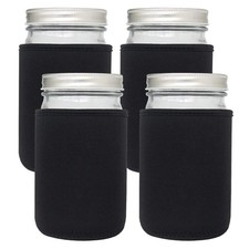 4 Pcs 32oz Insulated Neoprene Mason Jar Sleeve Covers for Regular and Wide Mouth