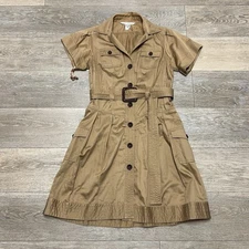 Diane Von Furstenberg Women's Beige Cotton Dress Size 6 Belted Clio Safari