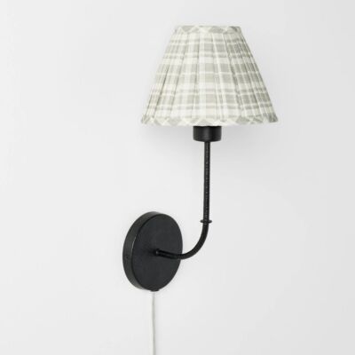 Wall Sconce with Green Pleated Plaid Shade - Threshold designed with Studio