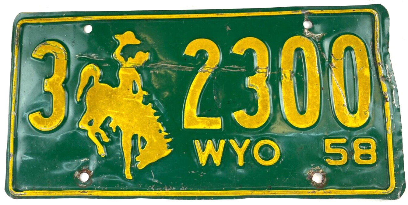 Wyoming 1958 License Plate Vintage Auto Sheridan Co Cave Collector Wall