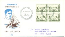 Greenland 1980 FDC 100th Anniversary Birth Ejnar Mikkelsen block of 4 Tasiilaq