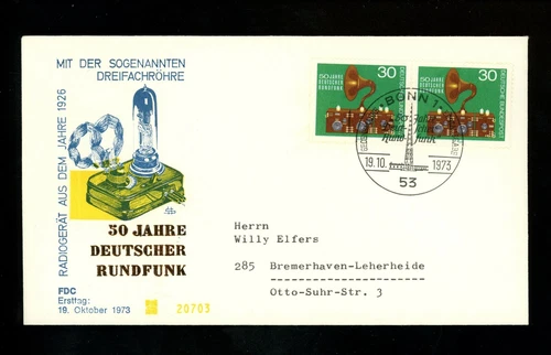Postal History Germany FDC #1127 German Radio Broadcasting 1973