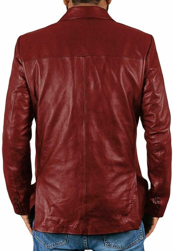 Men's Real Genuine Lambskin TWO BUTTON Leather Blazer Soft Urban Party Wear Coat - Picture 2 of 4