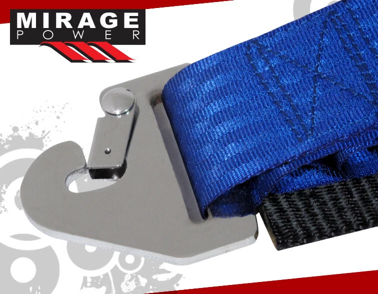 For 2" Pair Blue 4 Point Pt Harness Shoulder Seat Belt Latch Clip Strap - Imagem 4 de 4