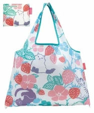 Shopping Folded Eco Shoulder Bag Cat Strawberry Reusable 2-Way Grocery Market 