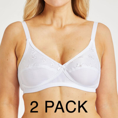 2er Pack - Ex Bon Marche Damen weicher ungepolsterter elfenbeinfarbener BH ohne Bügel