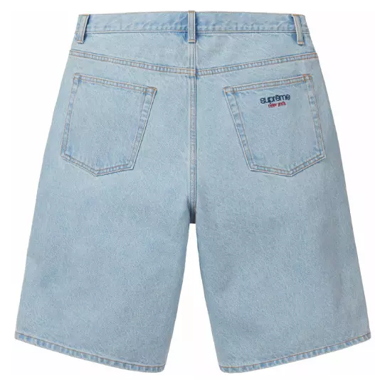 Short Supreme Baggy Denim SS24 lavé indigo taille 32 jorts neuf livraison rapide