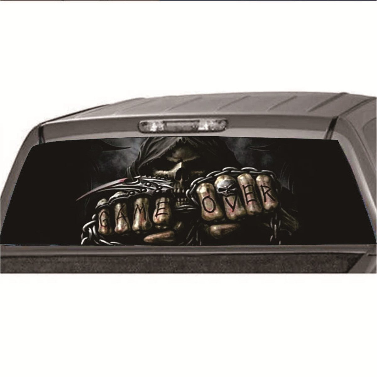 Car Rear Window Decal Decor Grim Reaper Skull Graphic Cool Vinyl Sticker Trim