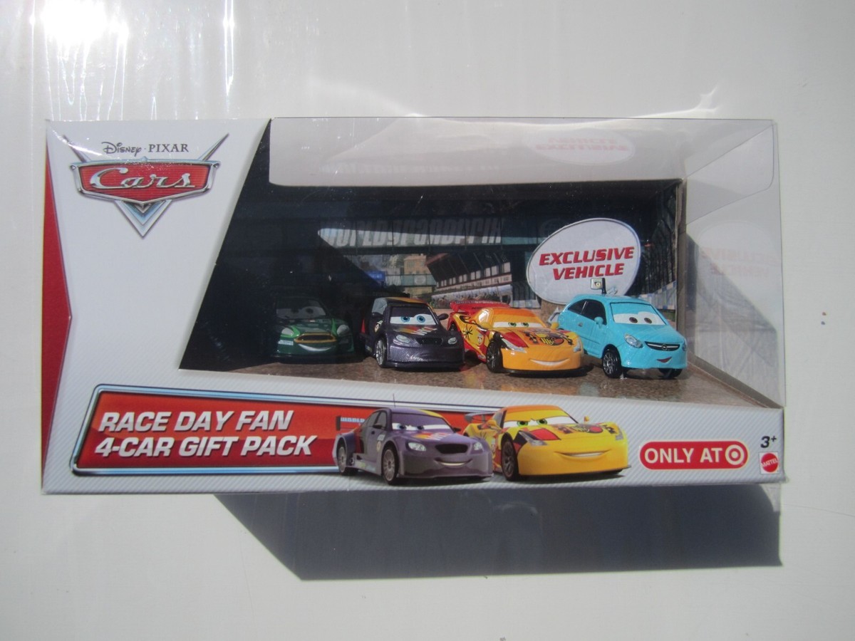 DISNEY CARS RACE DAY FAN 4 CAR GIFT PACK TARGET EXLUSIVE 2013 NEW