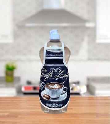  Caffe'' Latte Coffee Lover's Kitchen Dish Soap, Lotion Bottle Apron - fits 25 oz