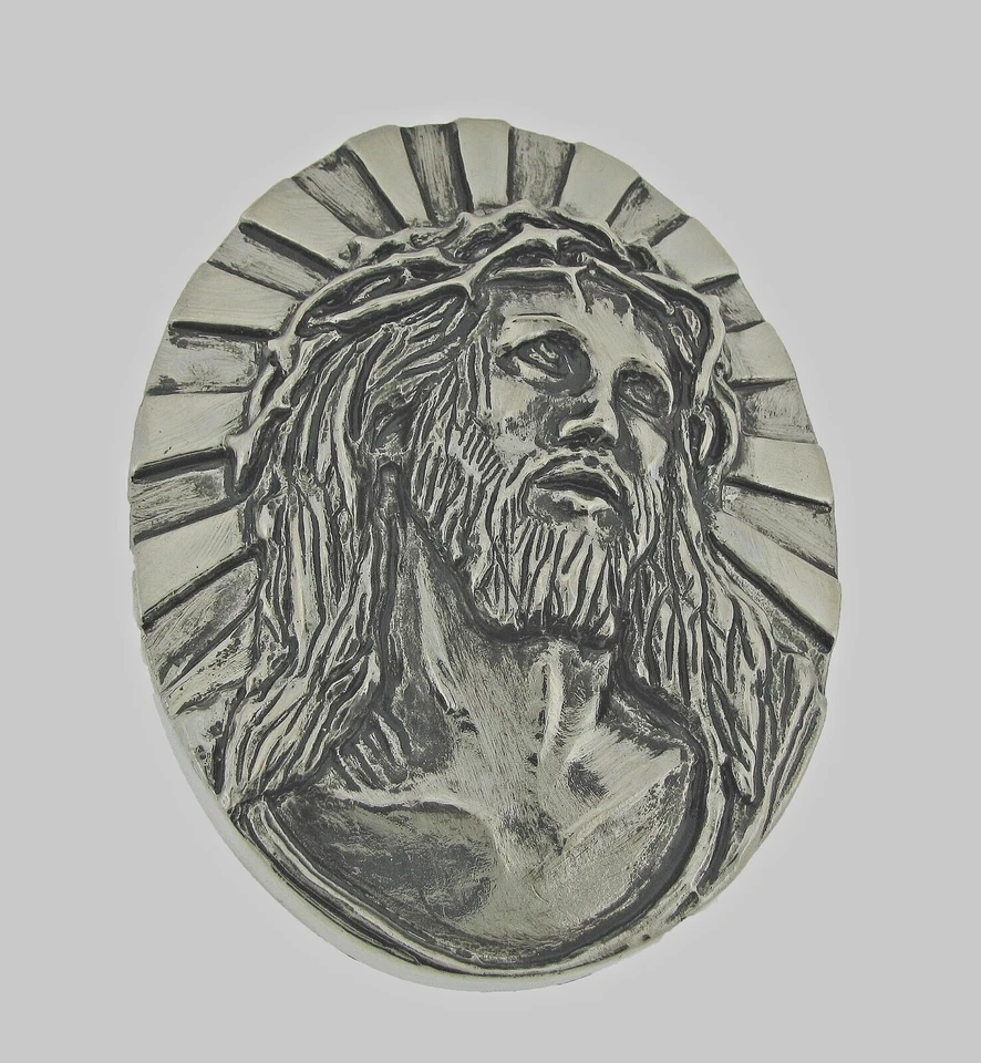 Hebillas de cinturón Jesus Image hombres mujeres cepilladas antiguas vintage gris metal occidental Foto 2 de 4