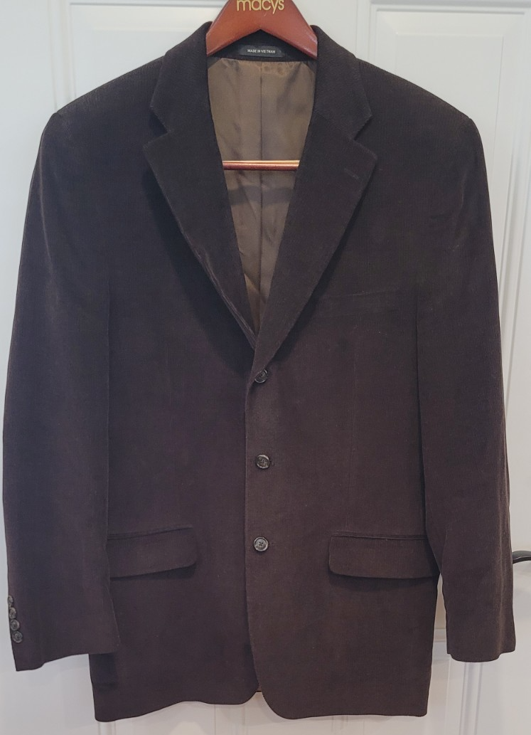 Alfani for Macy's Men's Corduroy Sport Coat Blazer Brown Size 40L Large