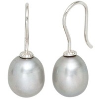Ohrringe Ohrschmuck Ohrhaken Mit SüßWasser Perlen Grau 925 Silber Damen
