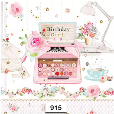 (915) TWO Individual Paper Luncheon Decoupage Napkin - BIRTHDAY GIRL TYPE LETTER