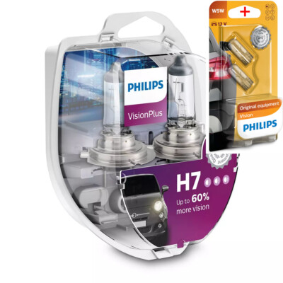 Philips H7 12V 55W PX26d Vision Plus +60% 2pcs +W5W VL
