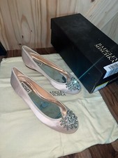 BADGLEY MISCHKA Light Pink Crystal Brooch Bianca Slip On Ballet Flats Size 6 1/2