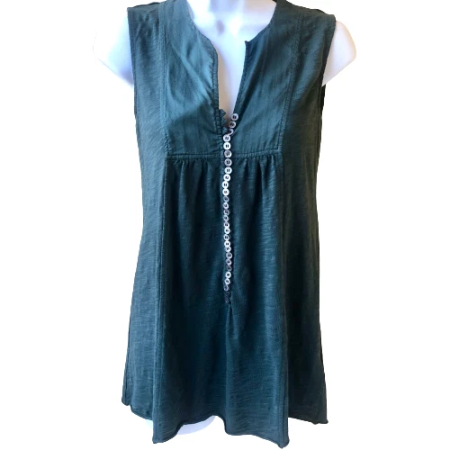 GENERRA Sleeveless Top Button Detail Green Rolled Hem Womens Size Small - Image 2 of 4