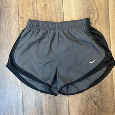 Vintage Women s Nike Dri-Fit Med Gray Black Athletic Running Shorts Lining Y2K