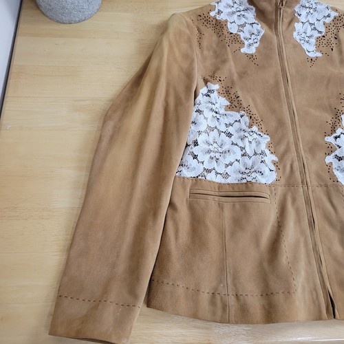 Neiman Marcus exclusive Jacket ten Suede Leather cutout Lace Sz 12 - Picture 9 of 12