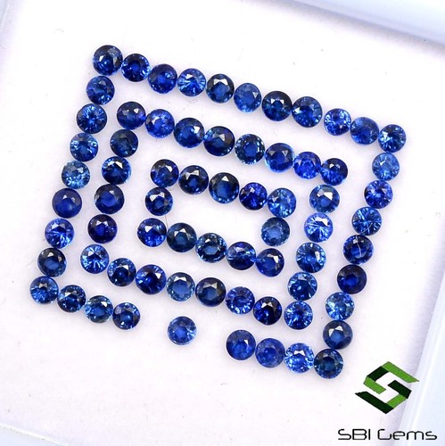 1.87 CTS Natural Blue Sapphire Round Cut 2 mm Lot 35 Pcs Ceylon Loose Gemstones - Picture 4 of 5