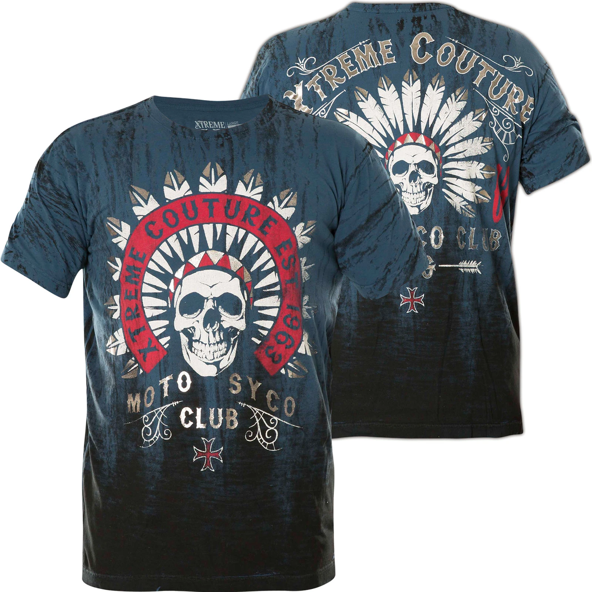 S Affliction Xtreme Couture Men's T-Shirt - Chief Motor Club Blue Biker Tee (S-5XL) Affliction Men's T-Shirt - Foto 8