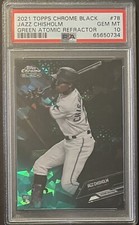 2021 TOPPS BLACK CHROME JAZZ CHISHOLM 51/99 GREEN REFRACTOR ROOKIE RC @ PSA 10