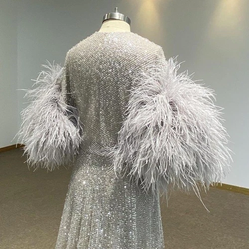 Pluma Alta Calidad Avestruz Pluma Borde Bufanda Fiesta Puño Costura Decoración Foto 2 de 4