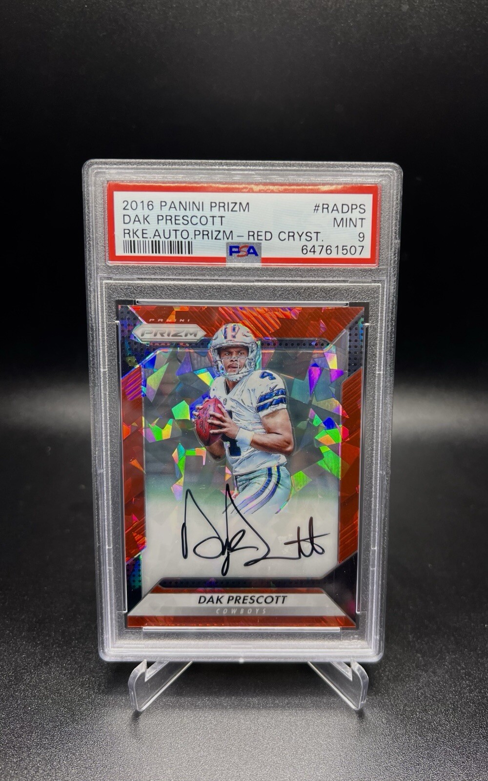 2016 Panini Prizm Dak Prescott Rookie Auto Red Crystals /75 PSA 9 Rc