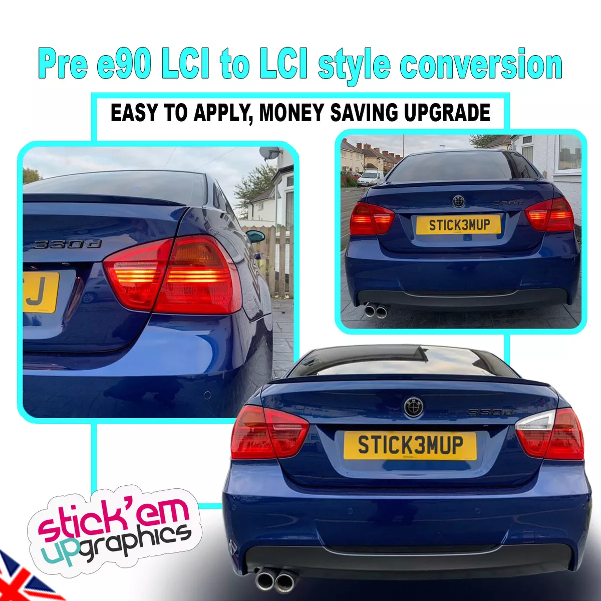 BMW E90 3 Series LCI tail/reverse light rear light TINT MOD OVERLAY