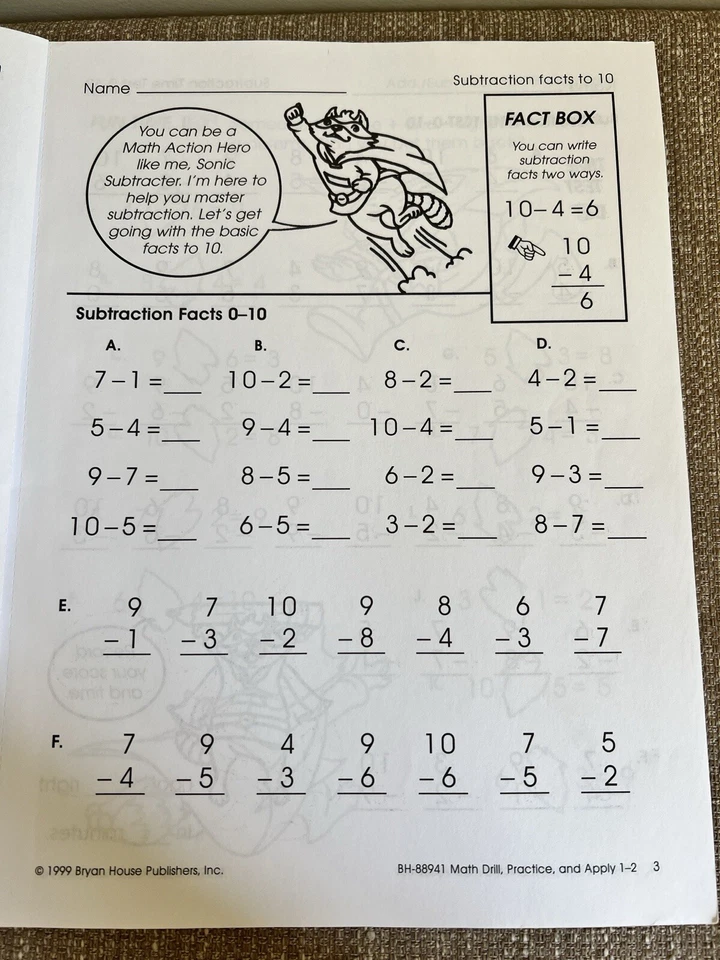 Math Skills Add Subtract Practice Grade 1 - 2 Blackline Workbook Homework - Image 2 of 4