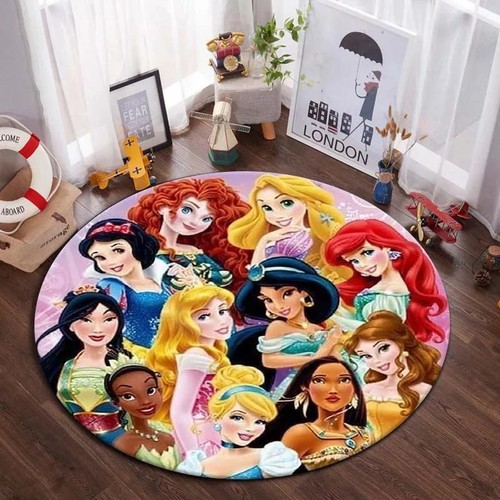 Alfombra de piso redonda para niños 3D Disney Princess niños niñas dormitorio alfombra silla alfombra - Imagen 2 de 13