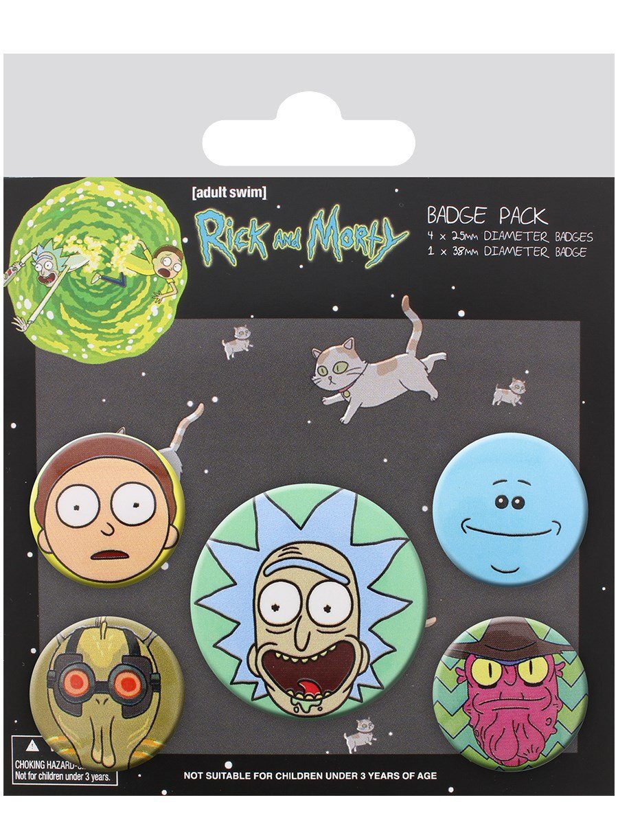 Cartoon Network Rick and Morty-Heads Badge Pack, Multi-Color, 10 x 12.5cm