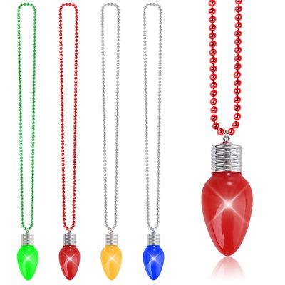 4PCS Christmas Light Necklace, Glow Christmas Necklace with Bulb