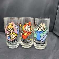 Lot of 3 Alvin, Simon The Chipmunks & Chipettes Glasses 6" 1985 Collectors