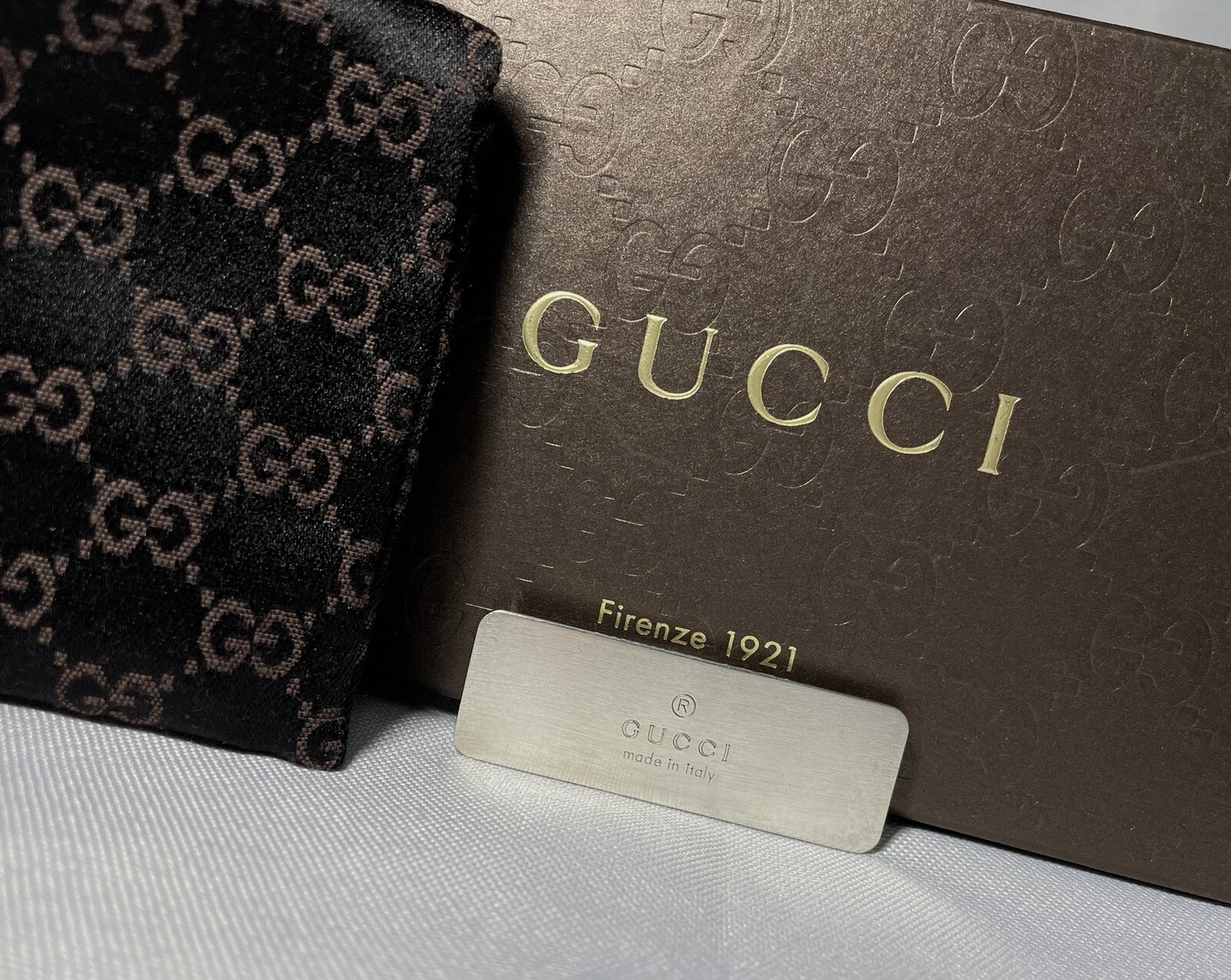 Gucci Matte Silver AG925 Logo Money Clip Wallet Bill Holder  