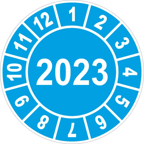 50Stück UVV Prüfplaketten 2023Plaketten Wartung Prüfung BGV Ø30mm Hell Blau 6202