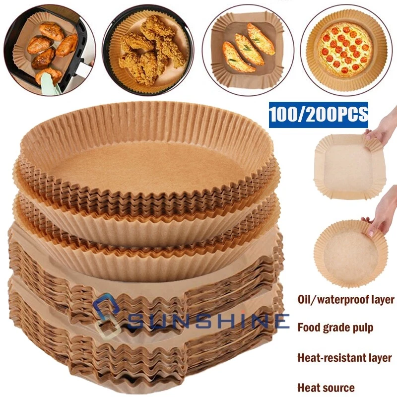 Air Fryer Liners 100/200pcs Disposable Parchment Paper Liner Non Stick Food US Air Fryer Liners 100/200pcs Disposable Parchment Paper Liner Non Stick Food US