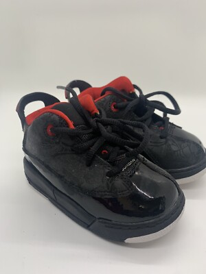 Nike Jordan Dub Zero (TD) Size 6C 311072 061 Black Red Patent Preowned Infant