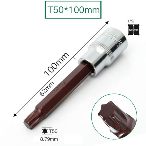 1/2" Drive Torx Spline Bits Socket T20-T60 S2 Steel Adapter Long Short Reach Bit - Picture 25 of 39