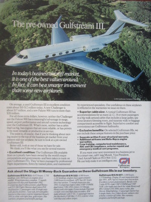3/1992 PUB GULFSTREAM AEROSPACE GULFSTREAM III EXECUTIVE AIRCRAFT ORIGINAL AD